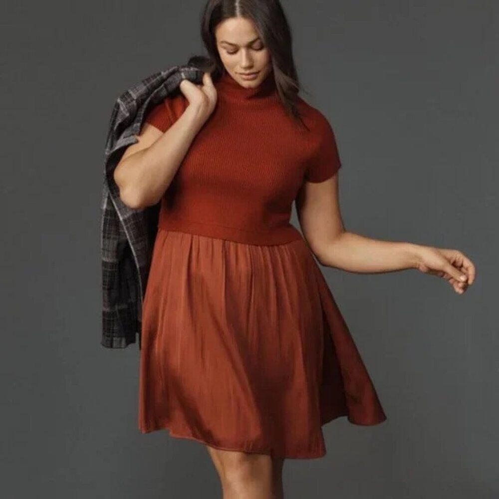anthropologie The Thea Twofer Sweater Dress: Short-Sleeve Mini Edition XL new
